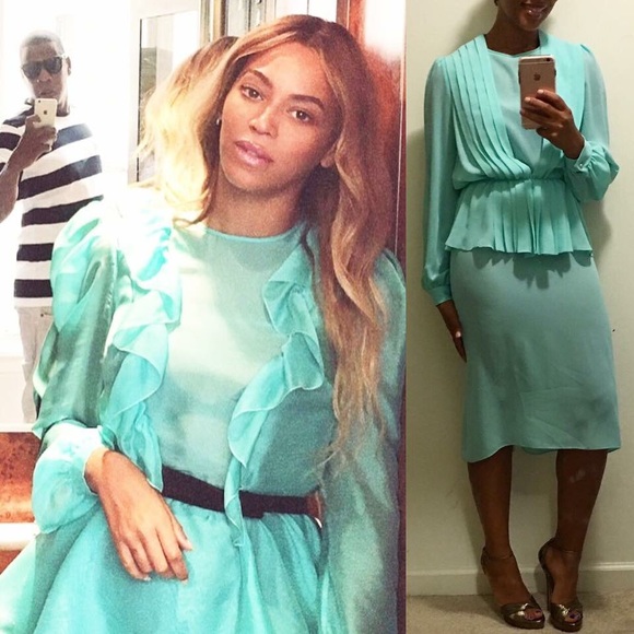 Vintage Dresses & Skirts - Vintage Mint Peplum Dress